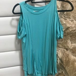 Teal cold shoulder t-shirt